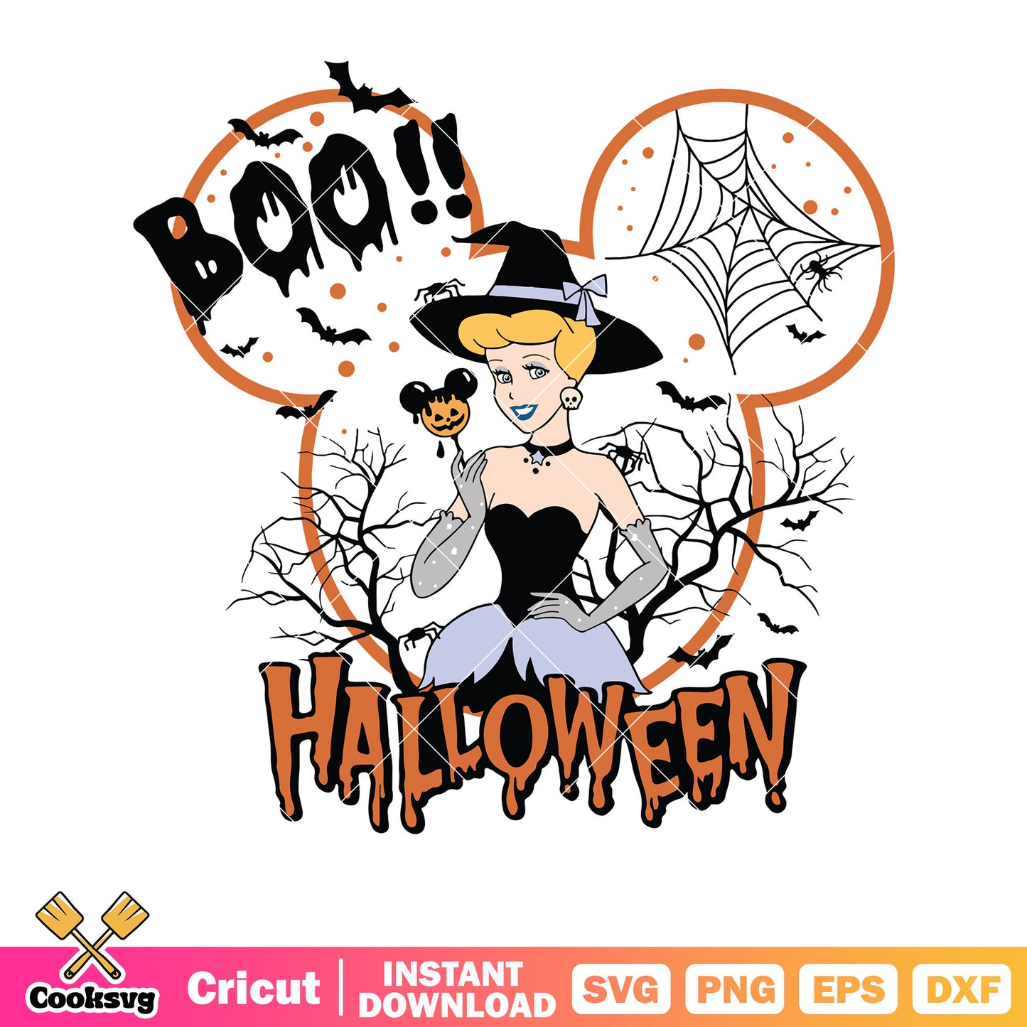 Mickey boo halloween Cinderella svg