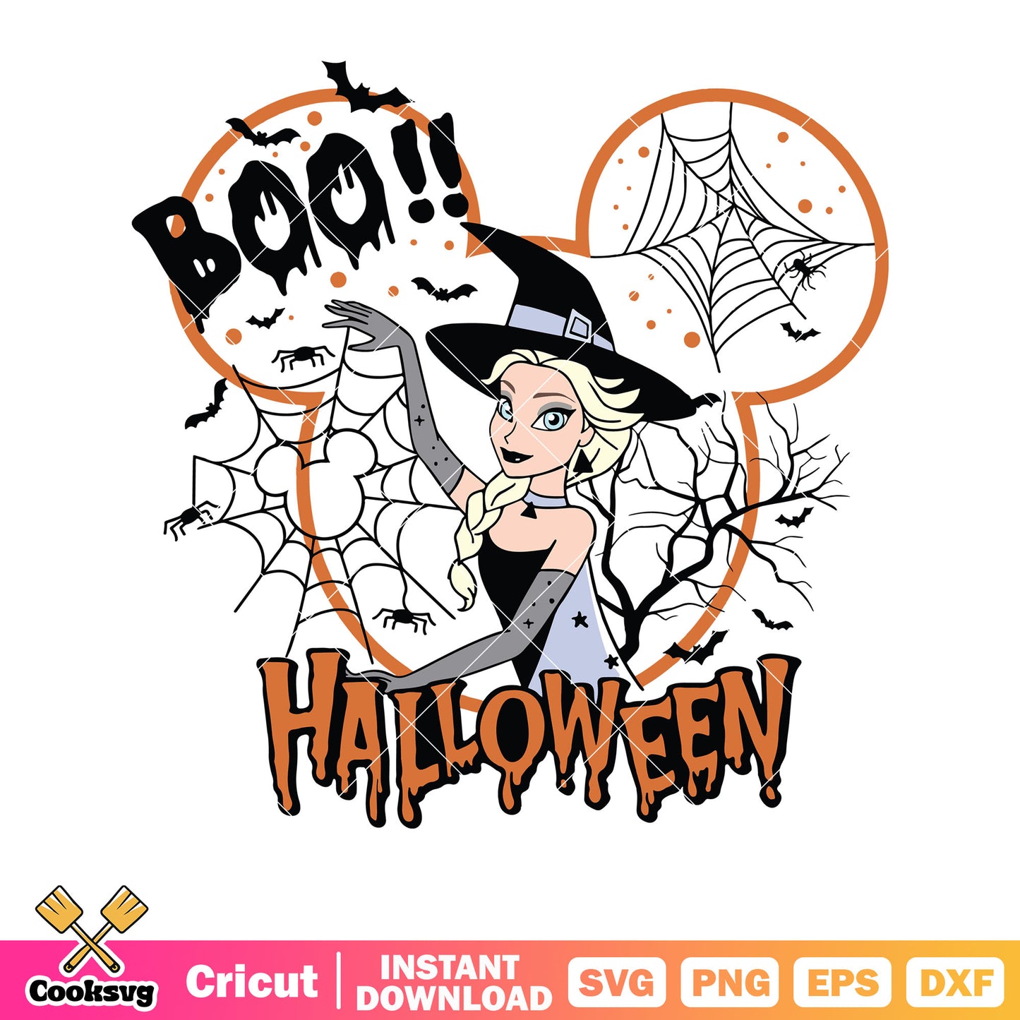 Mickey boo halloween elsa svg