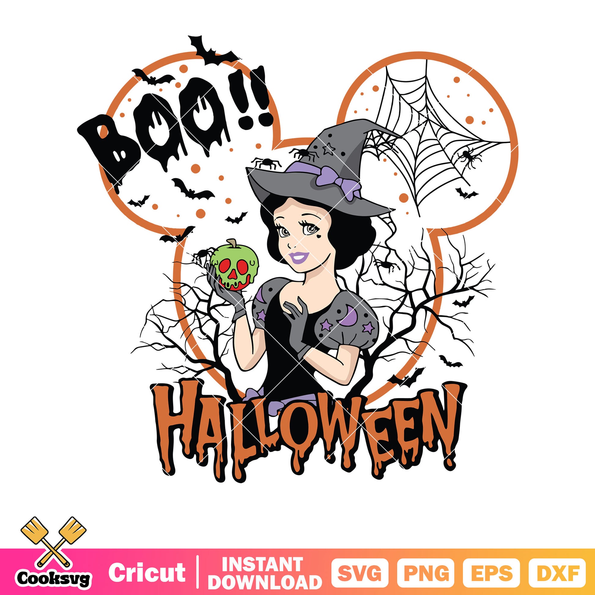 Mickey disney boo halloween snow white svg