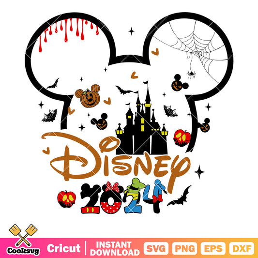 Mickey castle disney halloween 2024 svg, mickey halloween​ svg
