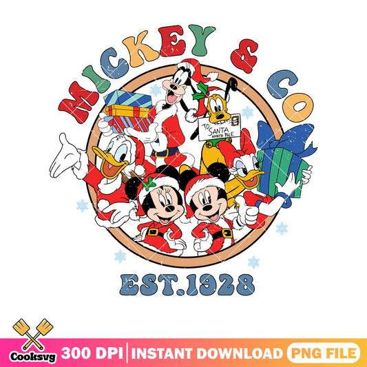 Mickey christmas co est 1928 png design