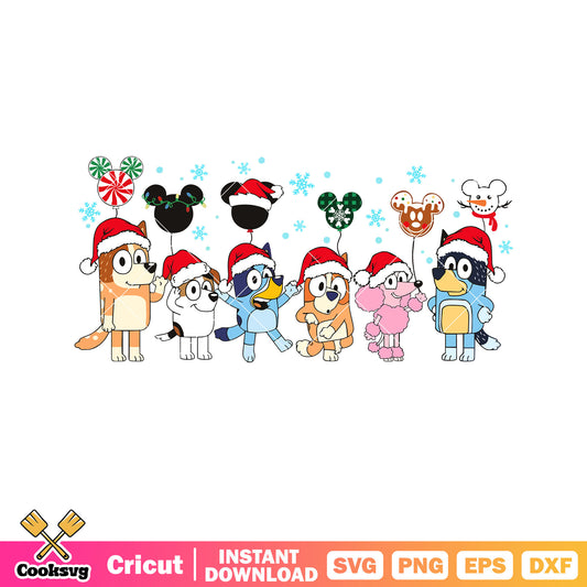 Mickey christmas bluey dog and friends vsg, mickey head​ svg, bluey friends svg