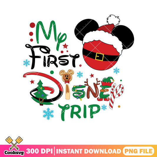 Mickey christmas first disney trip png, my first disney trip​ png, mickey christmas png