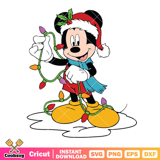 Mickey christmas lights disney svg