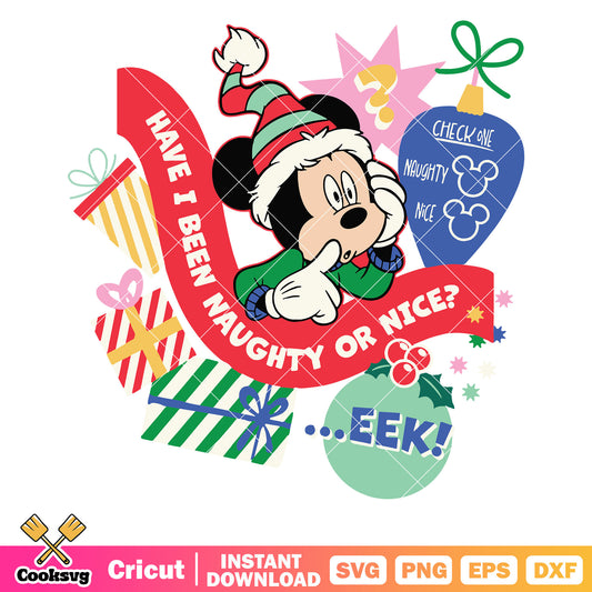 Mickey christmas naughty of nice svg