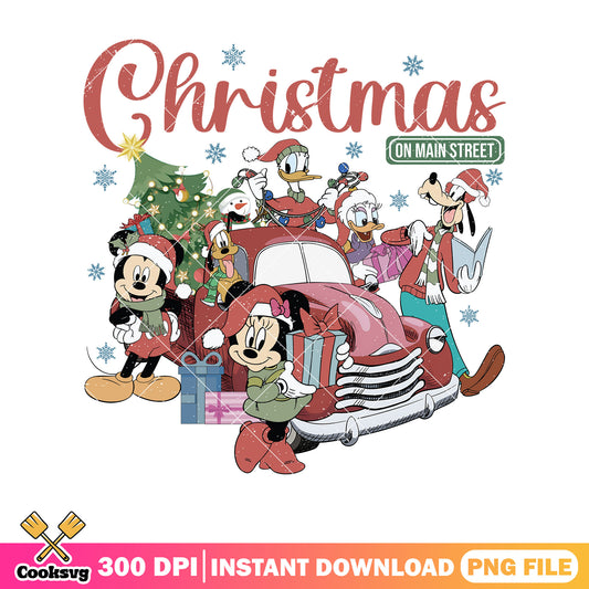 Mickey christmas friends on main street png