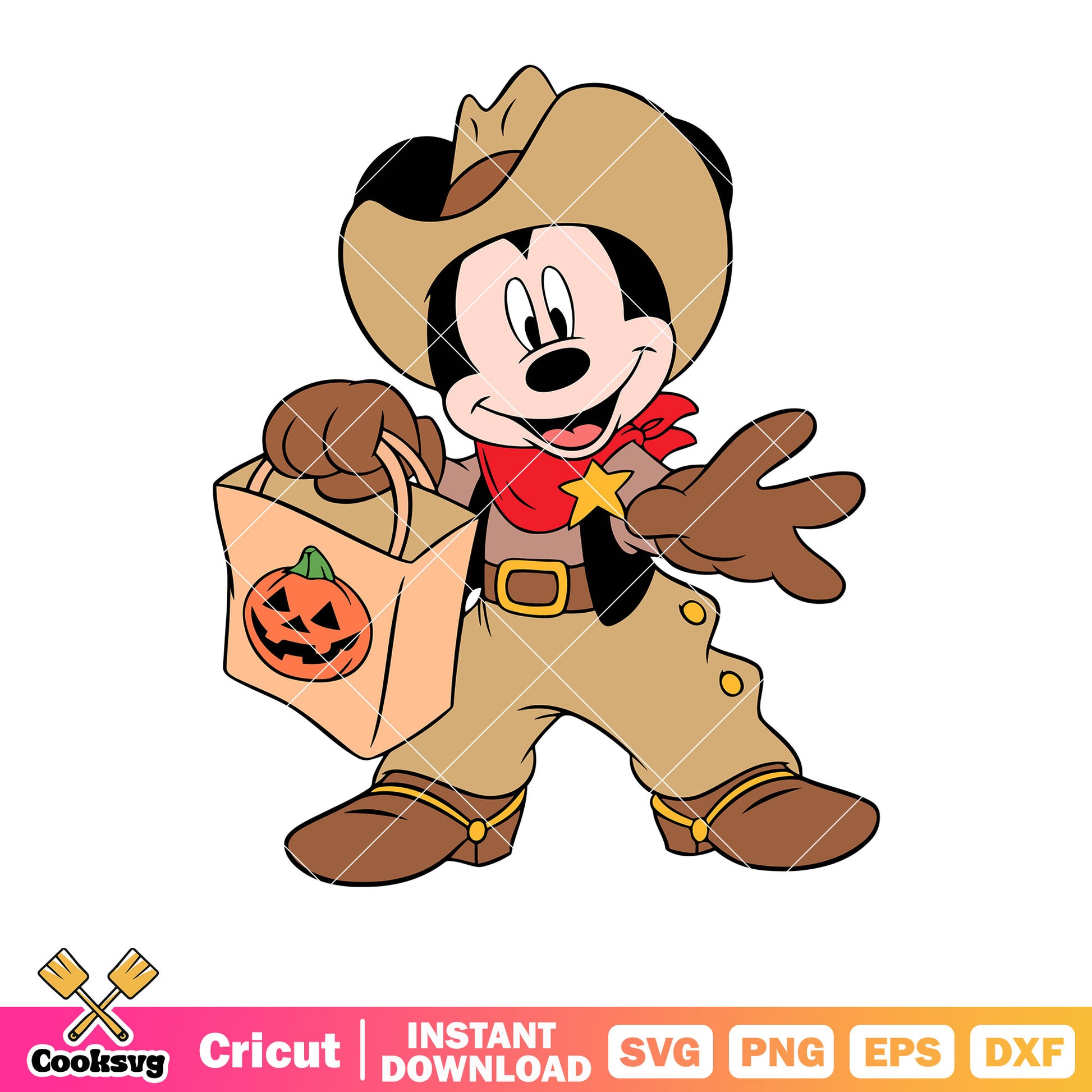 Mickey cowboy halloween svg