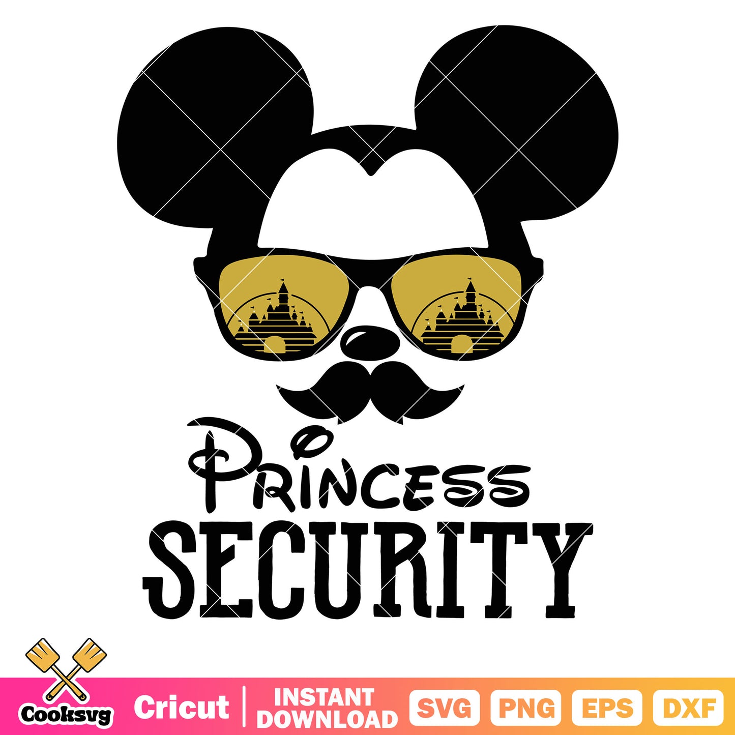 Mickey dad princess security svg, princess security​ svg, mickey head svg