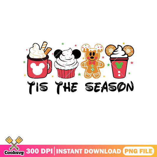 Mickey disney christmas tis the season png, junk food mickey​ png