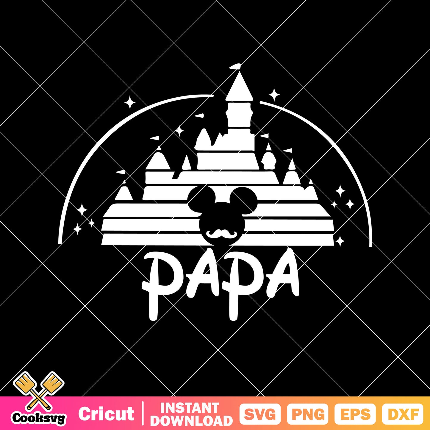 Mickey disney head castle papa black svg, disney father day svg, mickey head svg