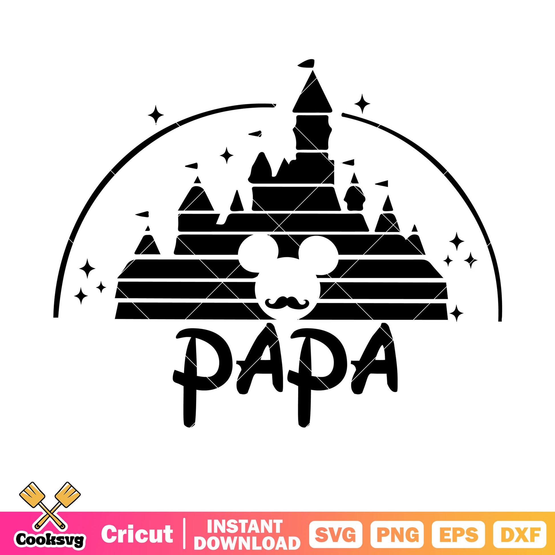 Mickey disney head castle papa svg file, disney father day svg, mickey head svg