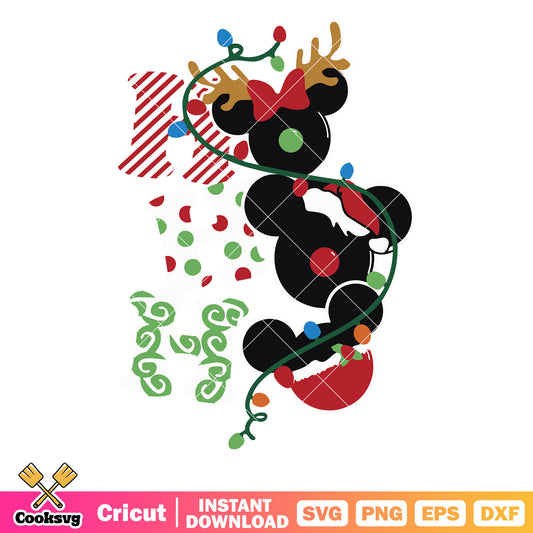 Mickey disney head christmas lights svg