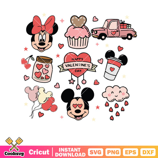 Mickey disney head happy valentines day svg, mickey mouse valentine​ svg