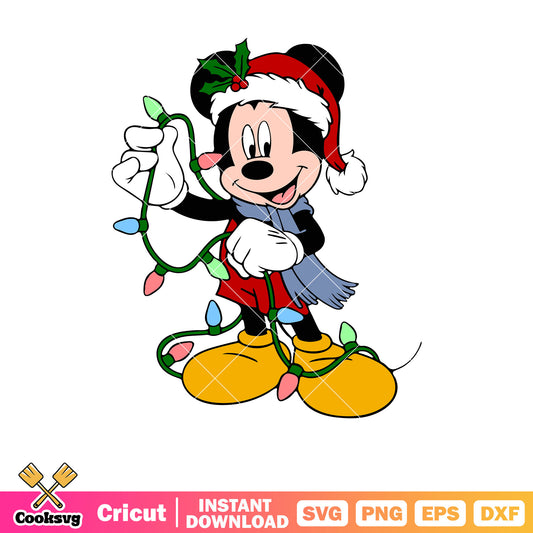 Mickey disney mouse christmas lights svg