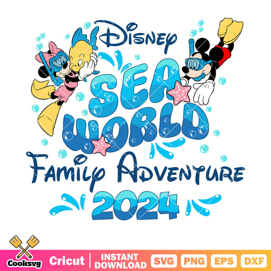 Mickey disney sea world family adventure 2024 svg, disney sea world​ svg