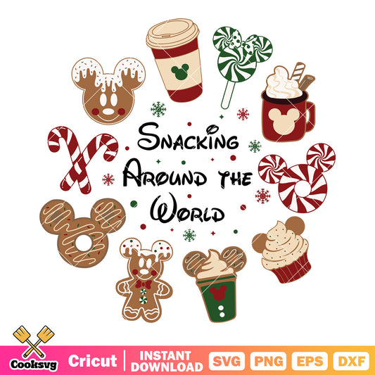 Mickey disney snacking around the world christmas svg