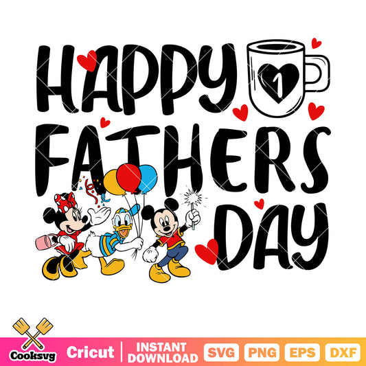 Mickey donald happy fathers day svg, disney father day svg, mickey and friends svg