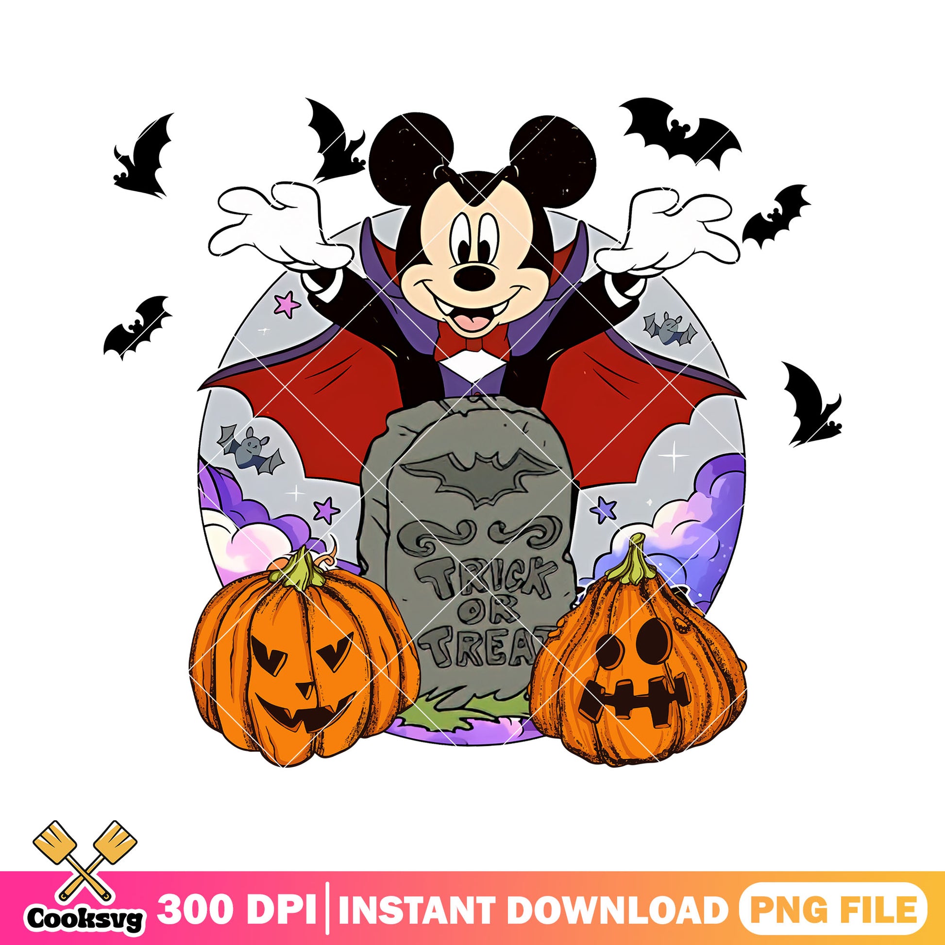 Mickey dracula trick or treat png, disney art png, when is halloween png