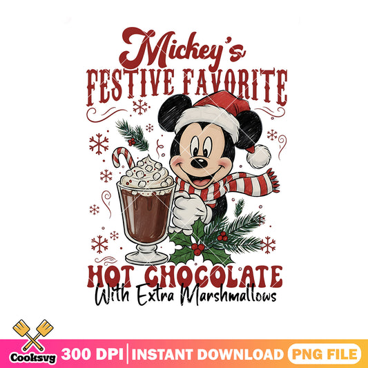 Mickey festive favorite png, hot chocolate​ png, mickey mouse png