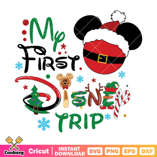 Mickey first disney christmas trip svg