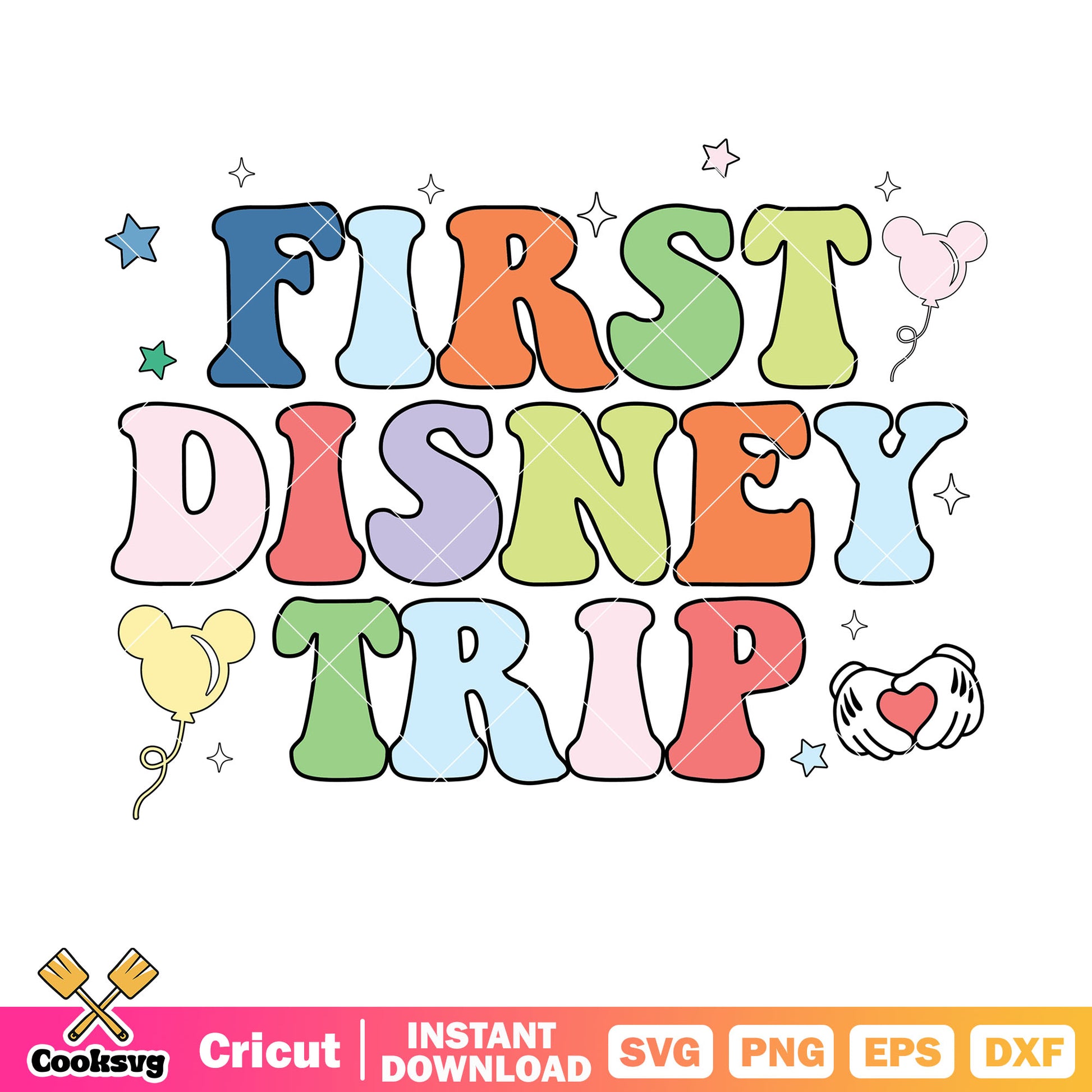 Mickey first disney trip text svg, first disney trip svg