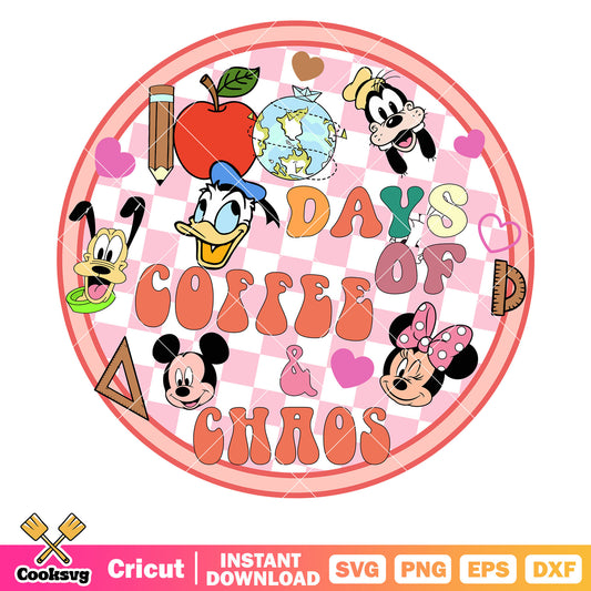 Mickey friends 100 days of coffee svg, mickey and friends svg, mickey coffee​ svg