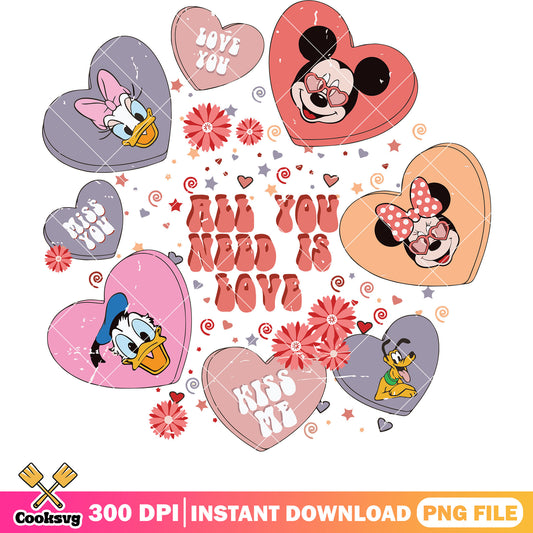 Mickey friends all you need is love png, mickey friends png