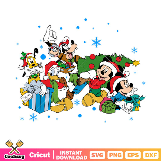 Mickey friends and christmas tree svg