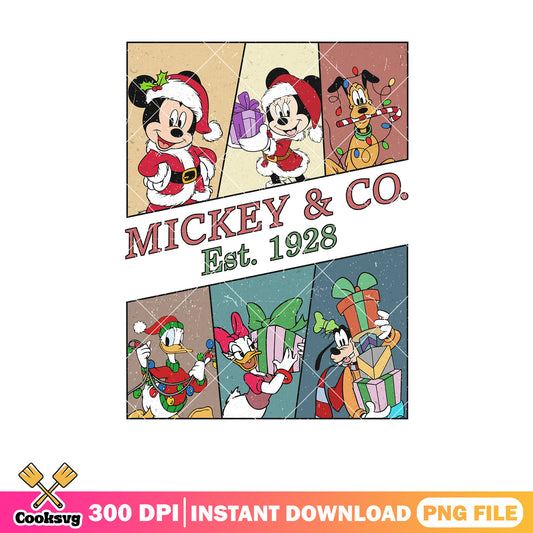 Mickey friends and co est 1928 png, mickey and co​ png, christmas co​ png