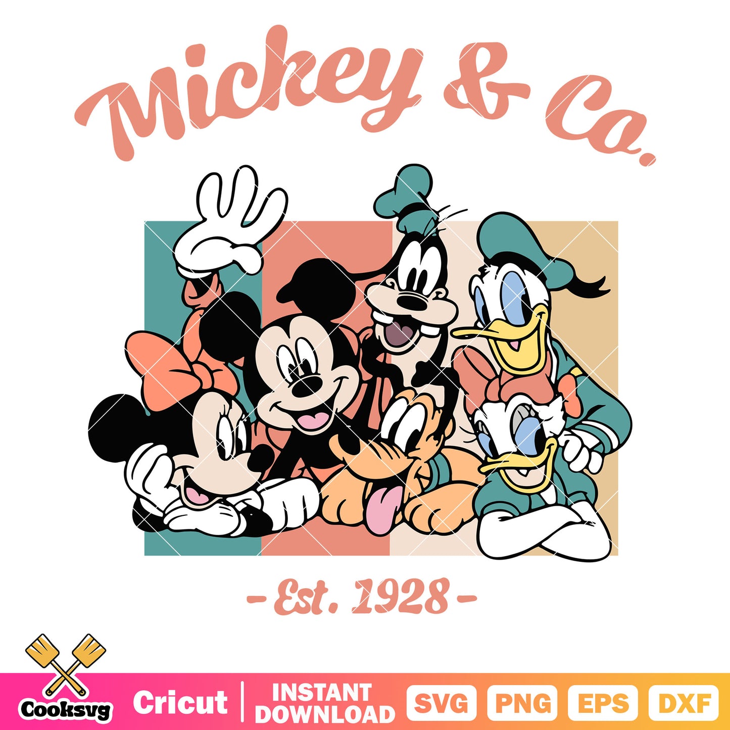 Mickey friends and co est 1928 svg, mickey and friends​ svg