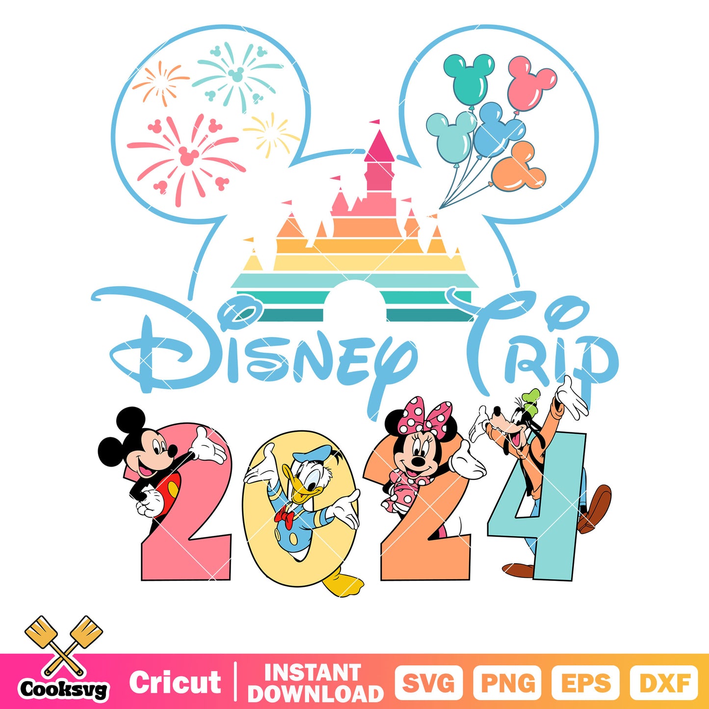 Mickey friends castle disney trip 2024 svg, disney trip svg