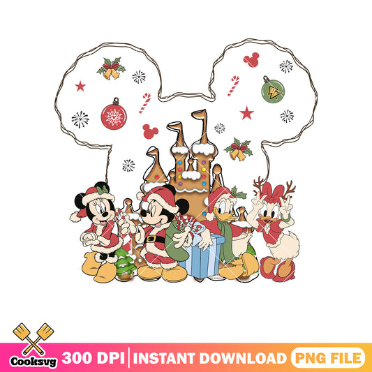 Mickey friends castle gingerbread christmas png, gingerbread castle​ png