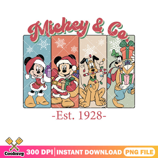 Mickey friends christmas co est 1928 png, mickey and co​ png, christmas co​ png