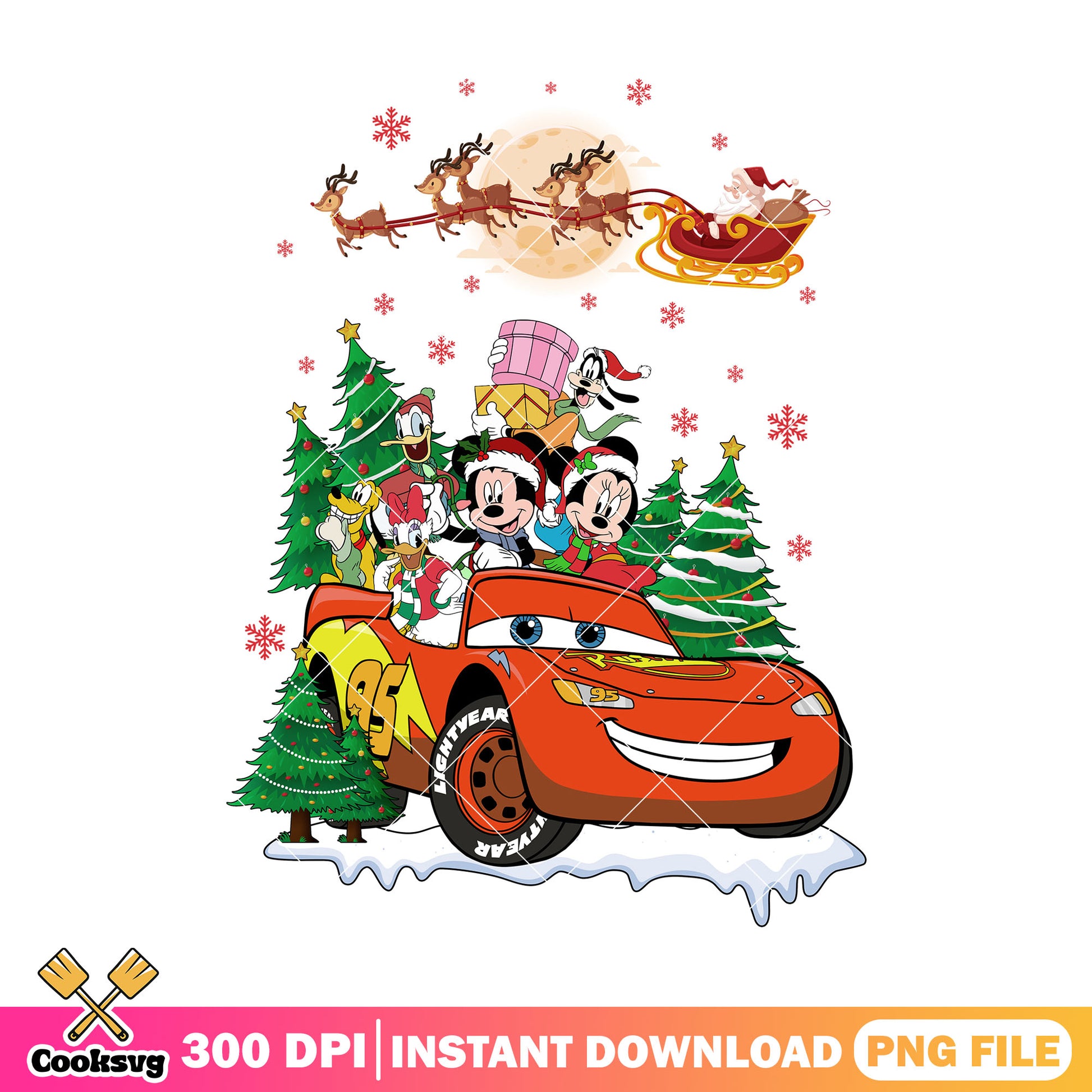 Mickey and mcqueen christmas png