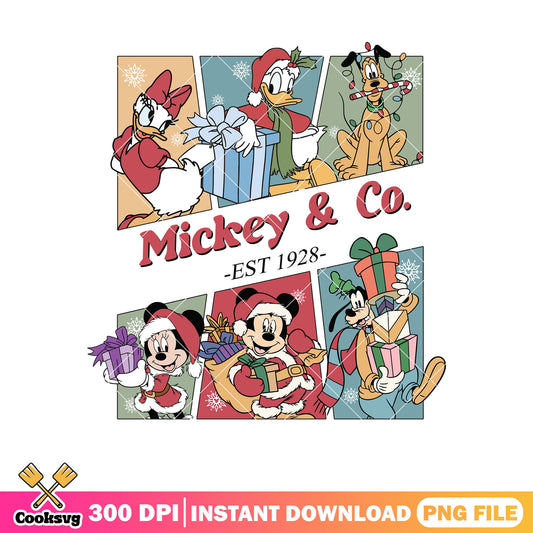 Mickey friends co est 1928 png, mickey and co​ png, christmas co​ png