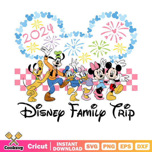 Mickey friends disney family trip 2024 head svg, disney family trip​ svg