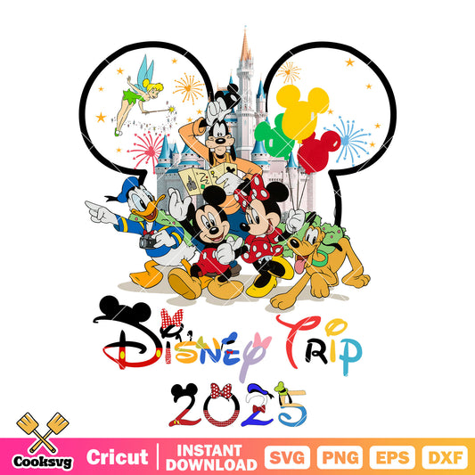 Mickey friends disney trip 2025 design png, disney 2025​ png, disney trip png