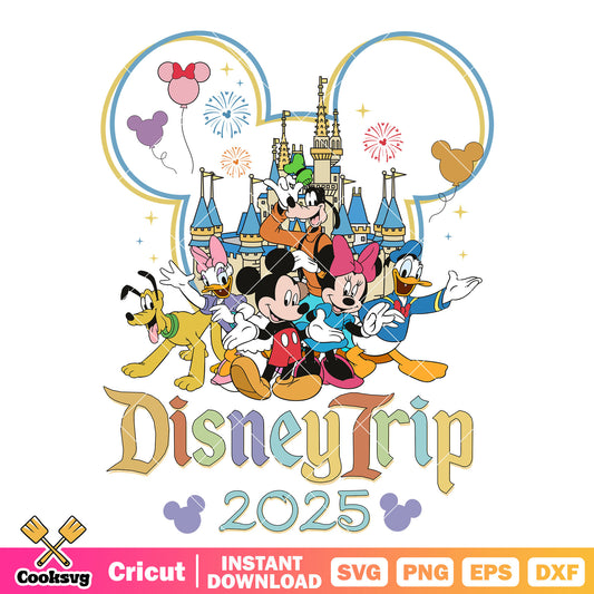 Mickey friends disney trip 2025 png file, disney trip 2025 png