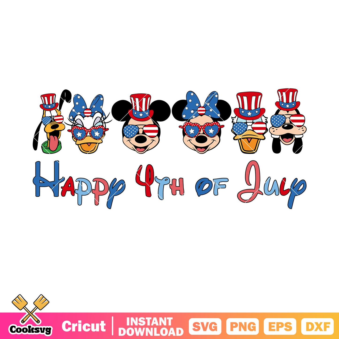 Mickey friends head 4th of july svg, 4th of july hat svg, mickey head svg