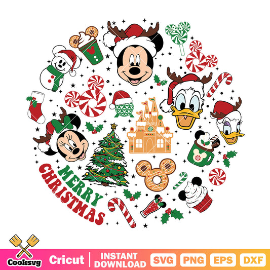 Mickey friends head snacks christmas svg