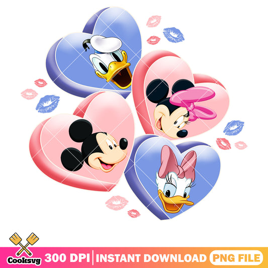 Mickey friends in heart valentine png, mickey valentine png, mickey mouse png