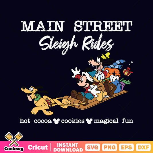 Mickey friends main street sleigh rides svg, main street​ svg