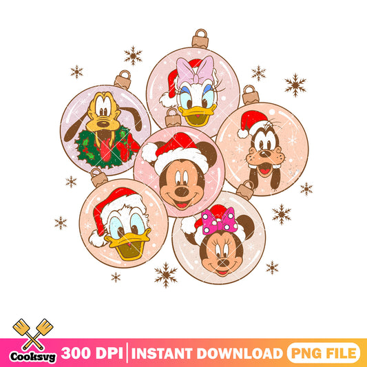 Mickey friends pink christmas balls png, pink christmas png, christmas ball png