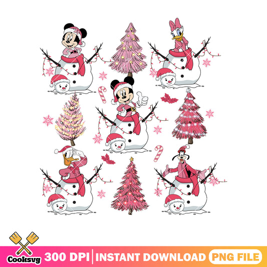 Mickey friends pink christmas snow white png
