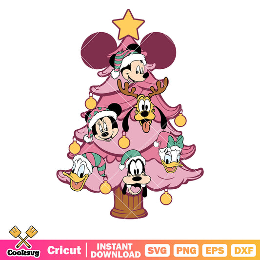 Mickey friends pink christmas svg