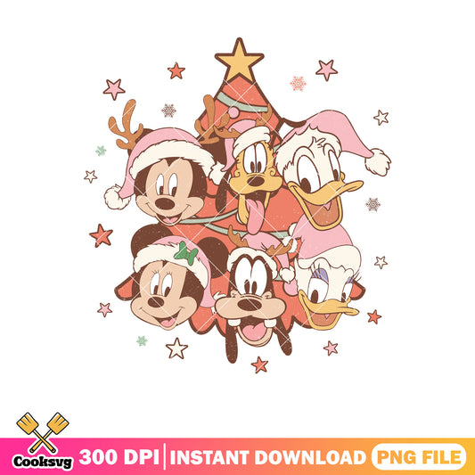 Mickey friends pink christmas vibes png file, pink christmas tree​ png