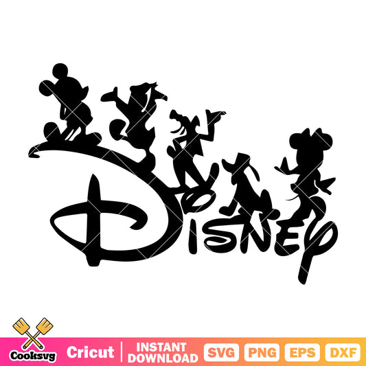 Mickey friends silhouette disney svg, disney silhouette​ svg