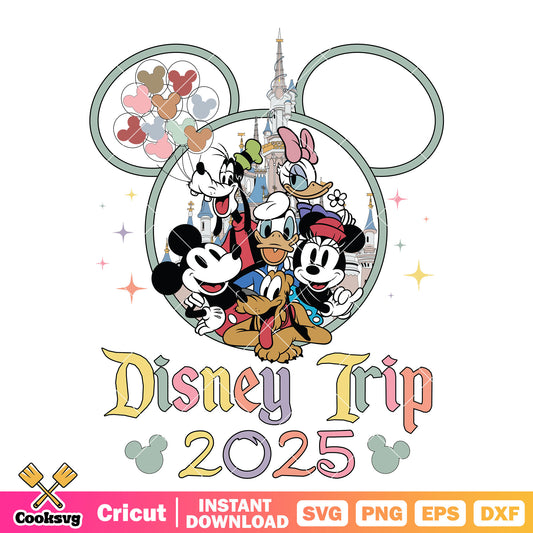 Mickey friends vintage disney trip 2025 png, disney trip 2025 png
