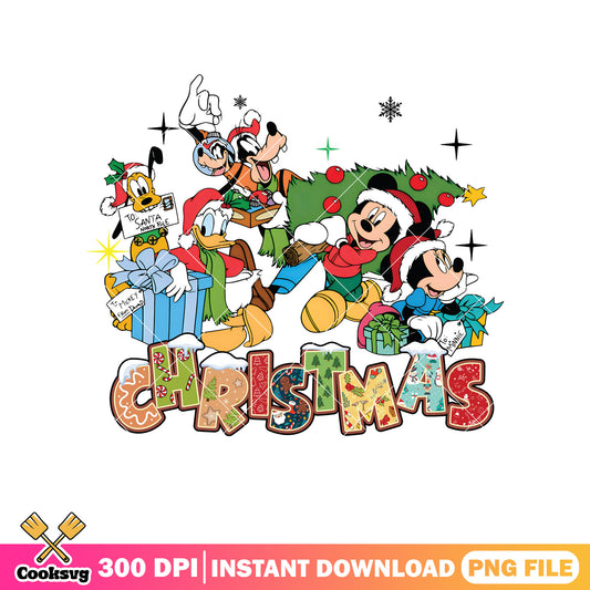 Mickey friends with christmas tree png, mickey christmas tree shirt​ png