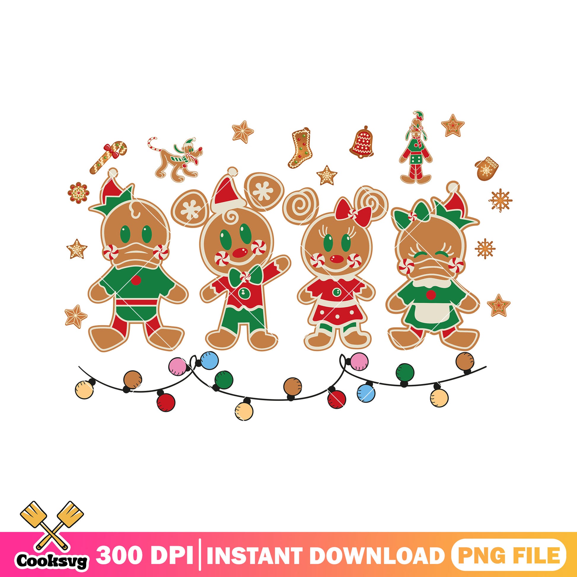 Mickey friends gingerbread christmas png